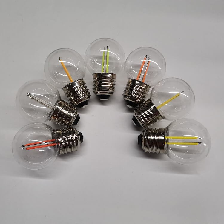 E27 B22 G45 plastic dimmable filament led bulb colors waterproof outdoor decor lights 230v filament bulb